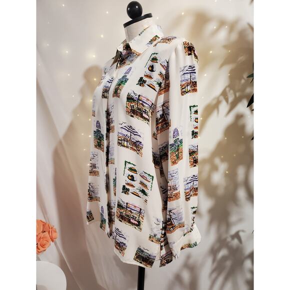 Vtg Tango NWT Womens Tropical Silk Button Shirt Sz S Hawaiian Surf Beach Resort - Picture 2 of 15